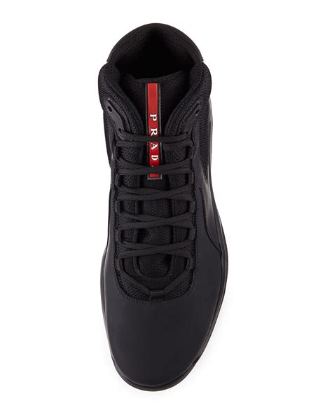 prada black americas cup high top sock sneakers|Prada America cups size 14.